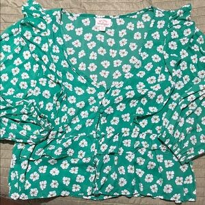 Billabong Wild Fable Teal Floral Blouse